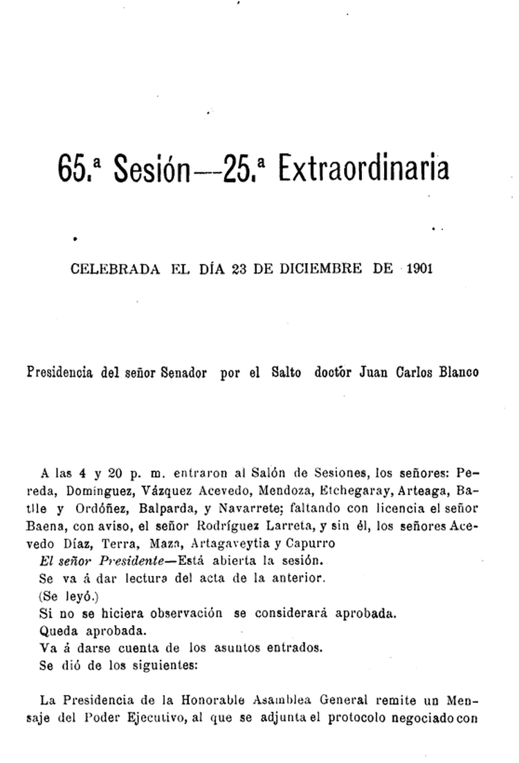 DIARIO DE SESIONES DE LA CAMARA DE SENADORES del 23/12/1901